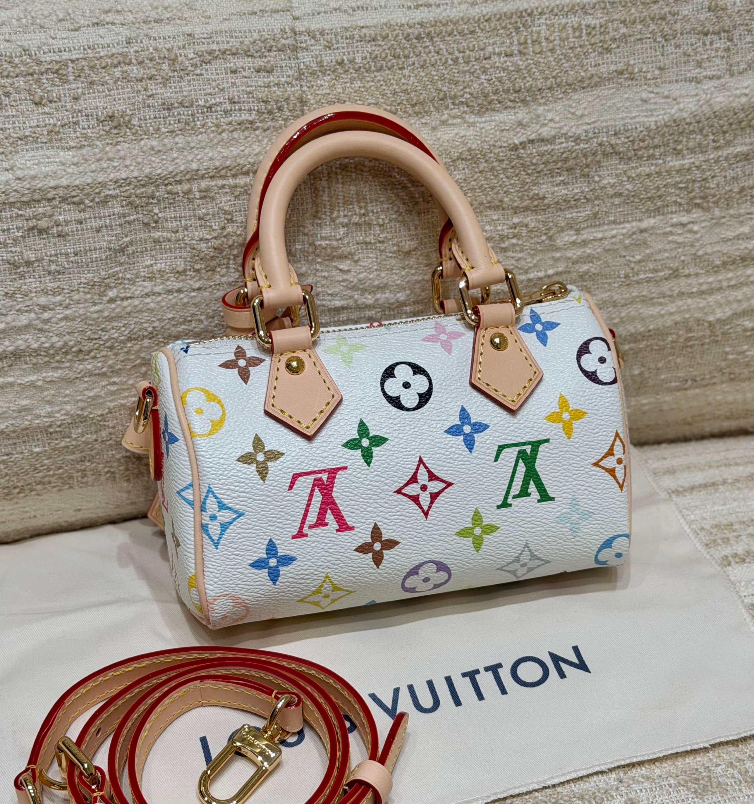 루이비통 x 무라카미 타카시 나노 스피디 Nano Speedy Multicolore 화이트 멀티
