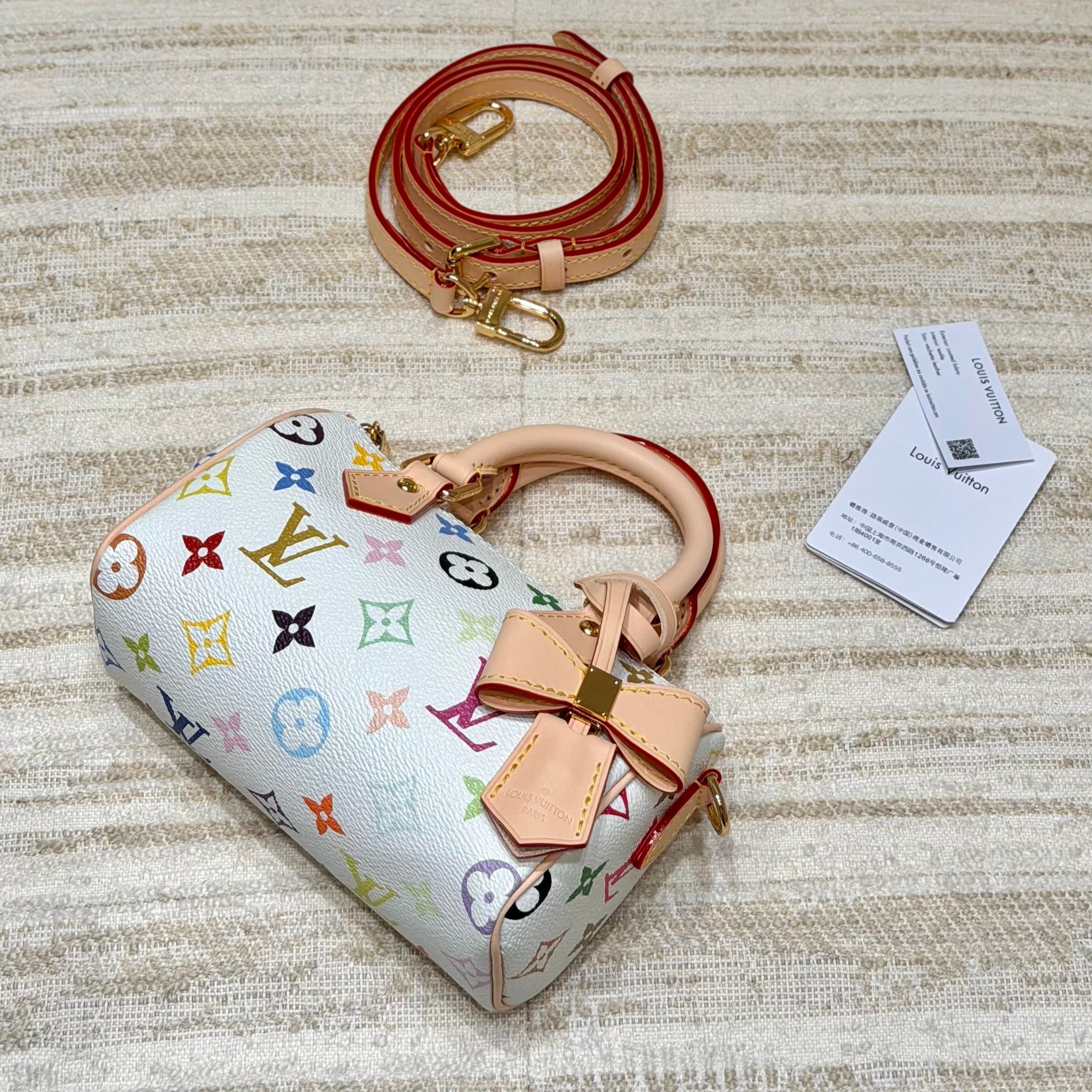 루이비통 x 무라카미 타카시 나노 스피디 Nano Speedy Multicolore 화이트 멀티