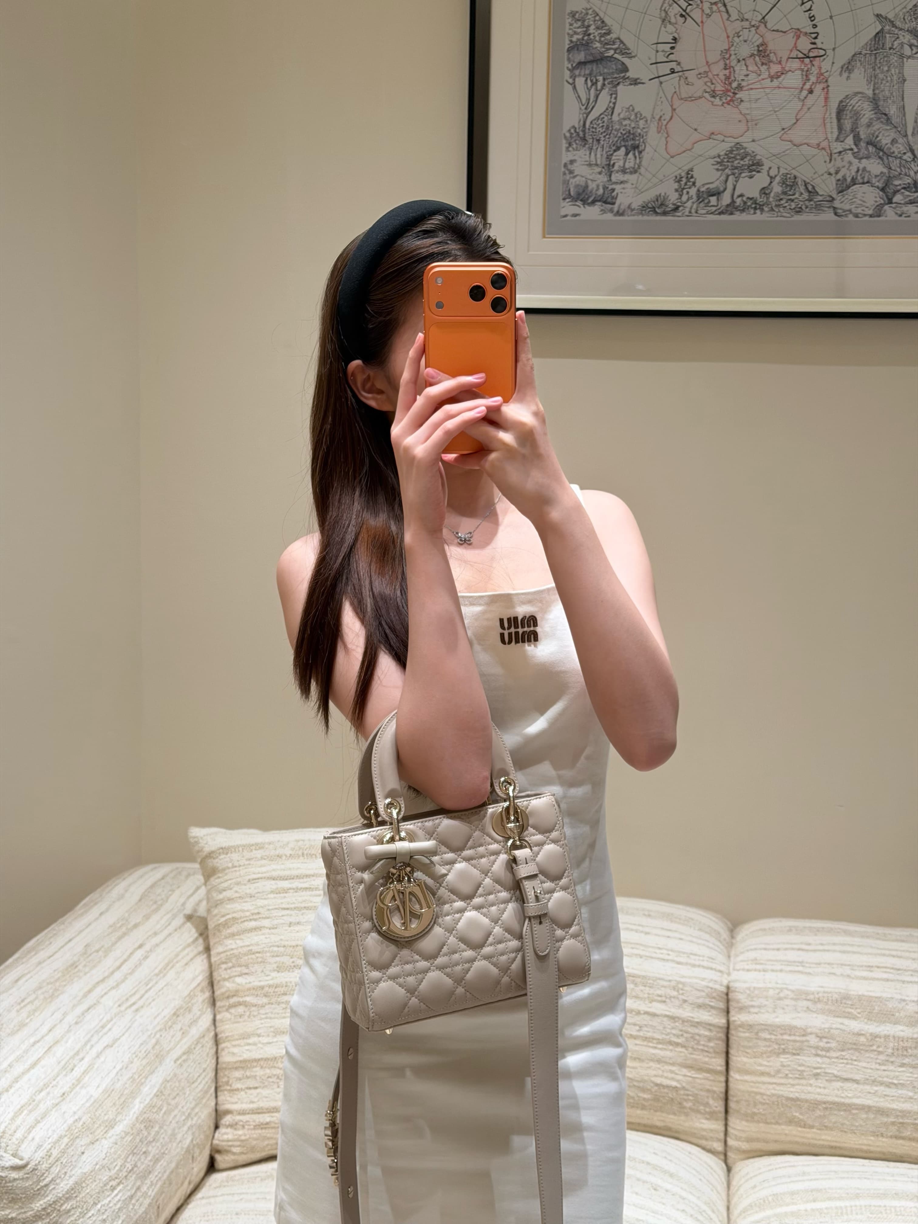 디올 레이디 디 보우 시리즈 베이지