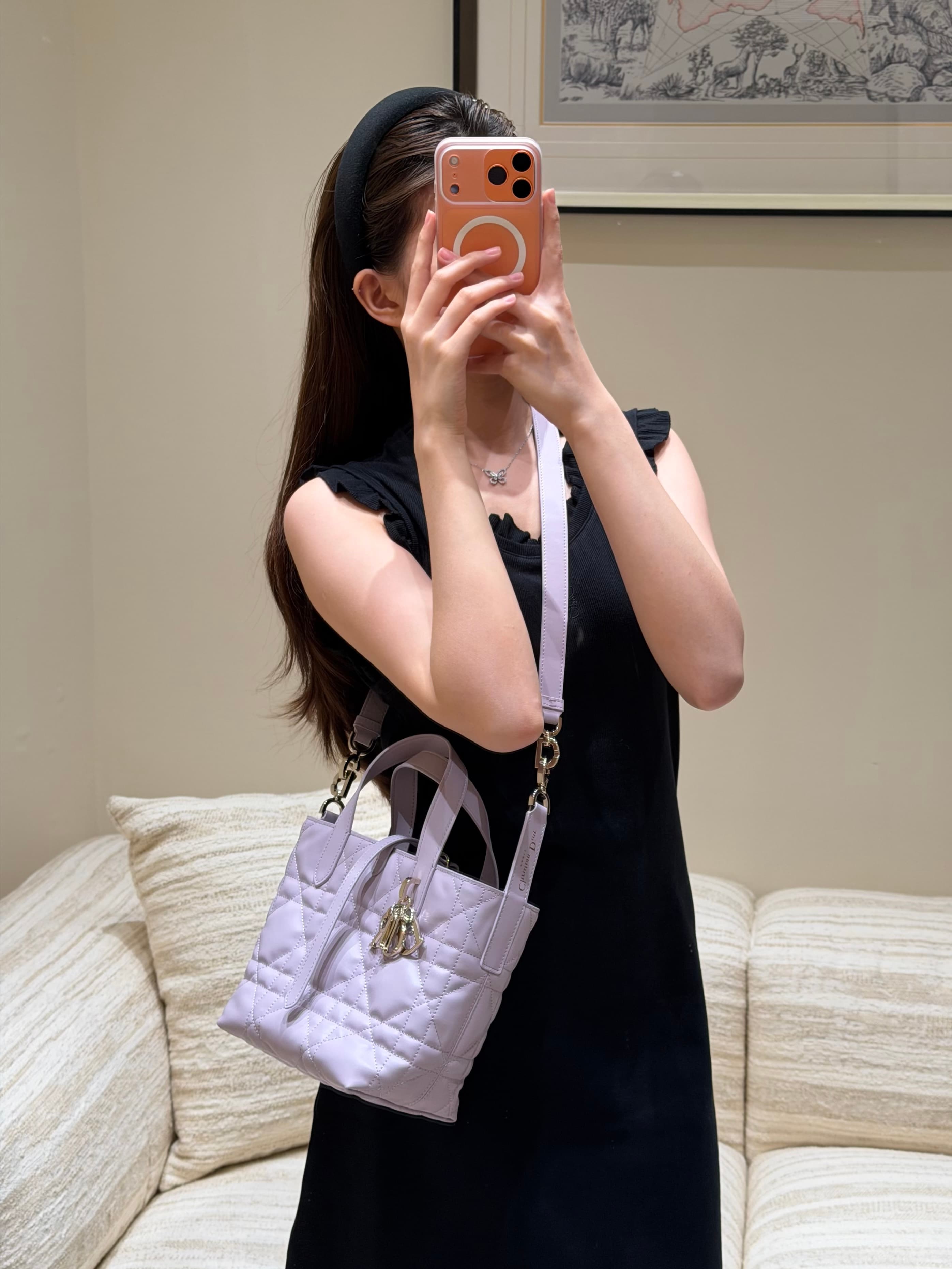 디올 퀼팅 미니 커뮤터백 라벤더