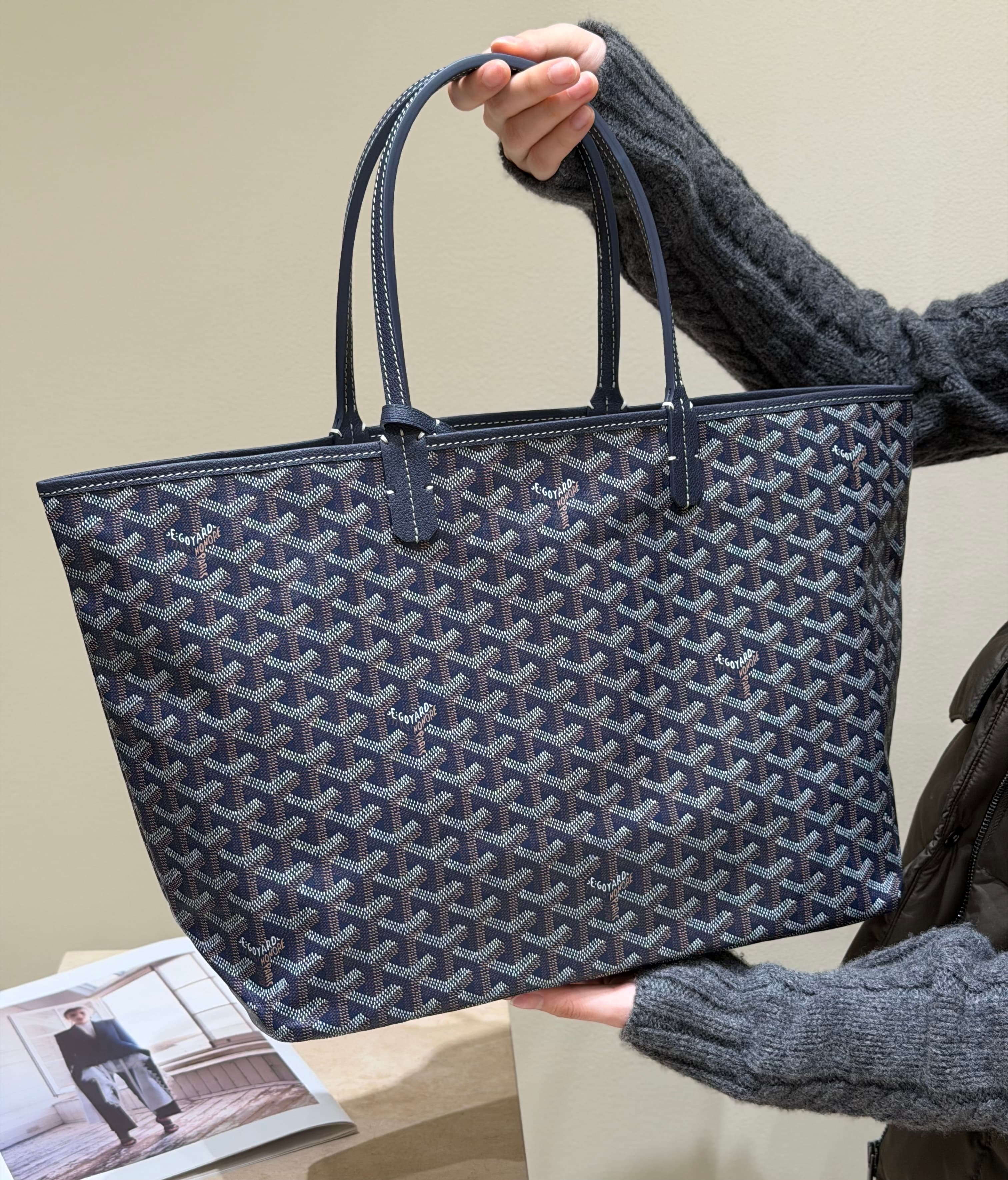 고야드 St. Louis 토트백 네이비