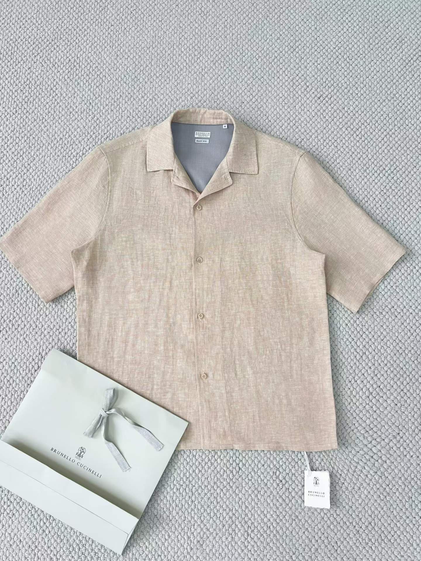 브루넬로 쿠치넬리 초경량 린넨 반팔 셔츠