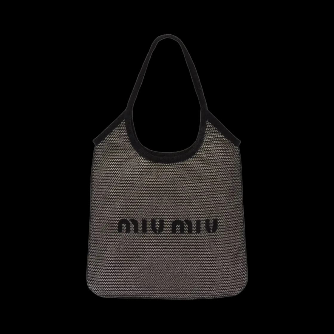 미우 미우 우븐 패브릭 토트백 블랙 탄