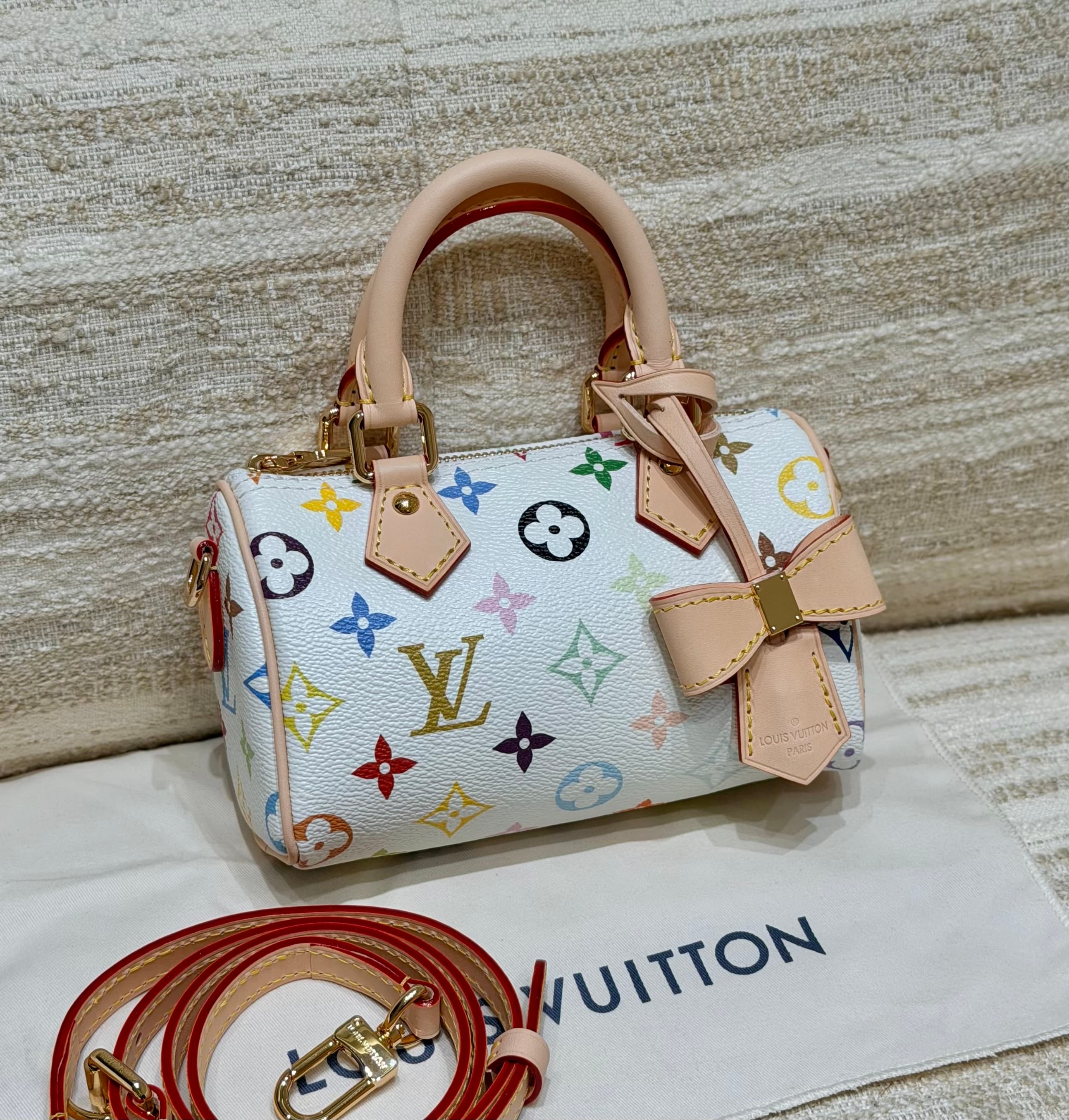 루이비통 x 무라카미 타카시 나노 스피디 Nano Speedy Multicolore 화이트 멀티